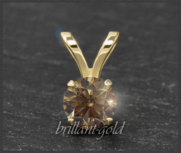 Brillant 585 Gold Anhänger, cognac 0,10-0,50ct